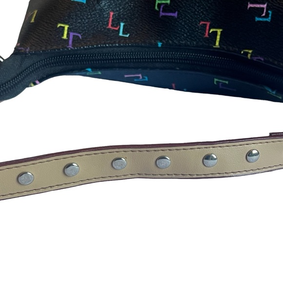 black shoulder purse Handbag with Multi colored L’s - Picture 3 of 6